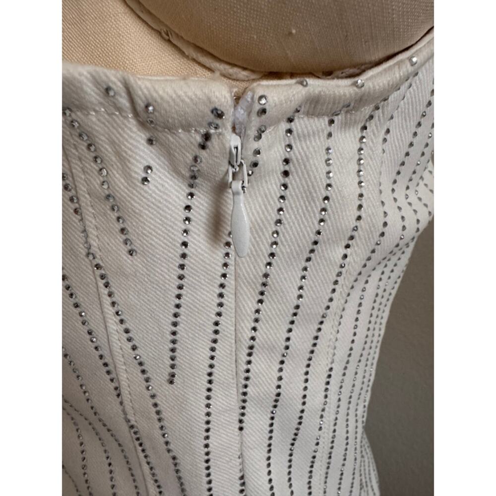 Good American | NWT White Jeweled Denim Shift Dress Size 2 RARE - Picture 7 of 12